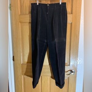 Vintage Nautica Black Pleated Cuffed Classic Fit Corduroy Pants Rigger 34x30 Y2K